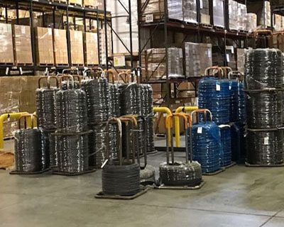 Secondary bright carbon steel wire spools from North American mills
